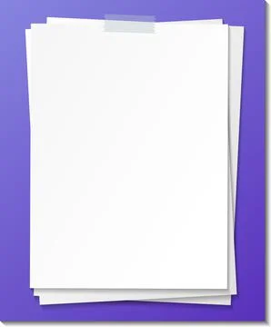 Empty paper note template stick with tape Stock Illustration
