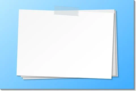 Empty paper note template stick with tape Stock Illustration