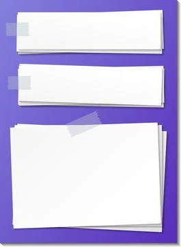 Empty paper note template stick with tape Stock Illustration