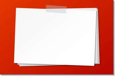 Empty paper note template stick with tape Stock Illustration