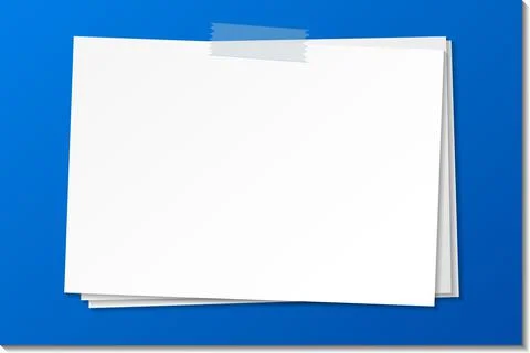 Empty paper note template stick with tape Stock Illustration