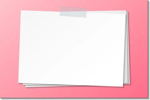 Empty paper note template stick with tape Stock Illustration