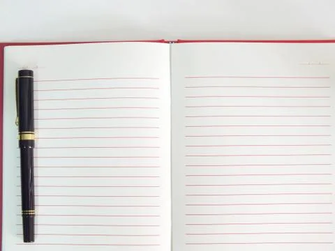 Empty paper notebook background with pen Stock Photos