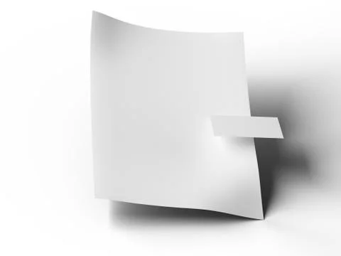 Empty paper sheet in A4 format with bussines card. 3d illustration Stock Photos