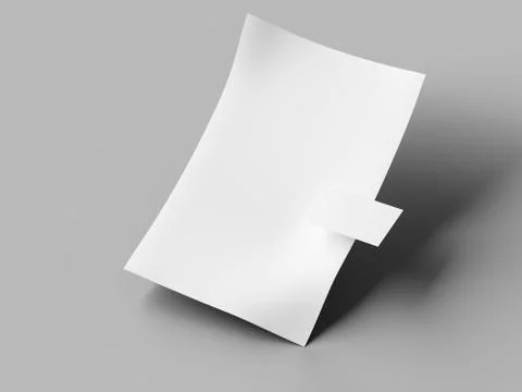 Empty paper sheet in A4 format with bussines card. 3d illustration Stock Photos