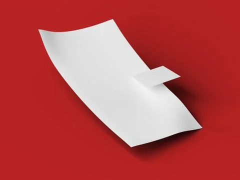 Empty paper sheet in A4 format with bussines card. 3d illustration Stock Photos