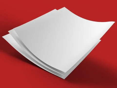 Empty paper sheets in A4 format - 3d illustration Stock Photos