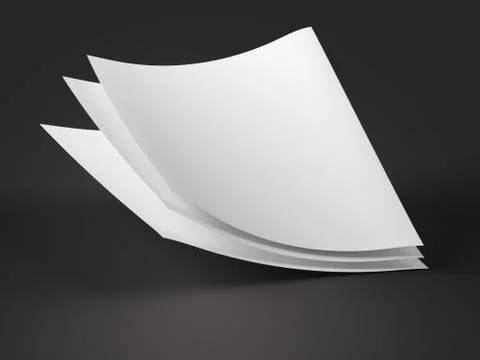 Empty paper sheets in A4 format - 3d illustration Stock Photos