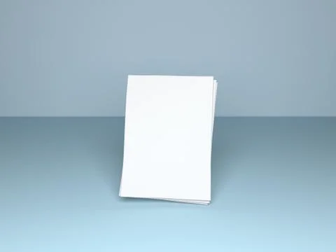 Empty paper sheets floating above virtual surface. Realistic 3D illustration Stock Illustration