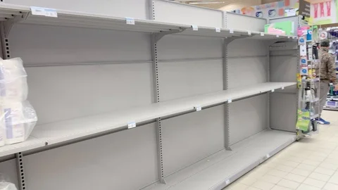 Empty paper shell in a supermarket. Stock Footage 126347131