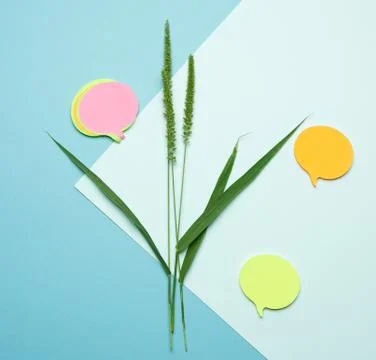 Empty paper stickers in the form of cloud on a blue background Stock Photos