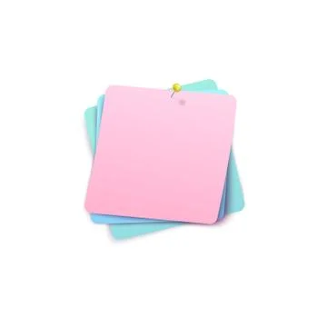 Empty paper stickers layered and attached to wall with ball pin Stock Illustration