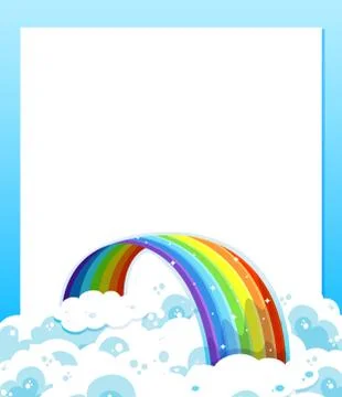 An empty paper template with a rainbow at the bottom Stock Illustration