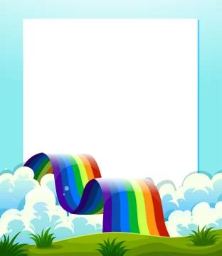 An empty paper template with a rainbow at the bottom Stock Illustration