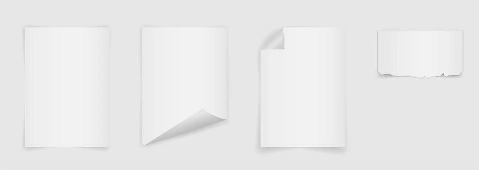 Empty paper template. Realistic A4 mockup with curled corner on background wi Stock Illustration