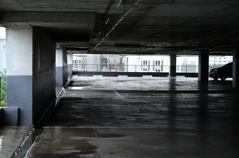 Empty park area of building, construction industry Fotos de archivo