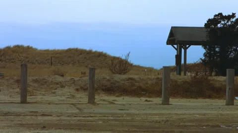 Empty Park at the Beach During The Winter Video stock 45371328