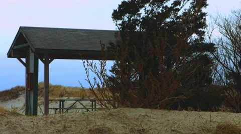 Empty Park at the Beach During The Winter Video stock 45371355