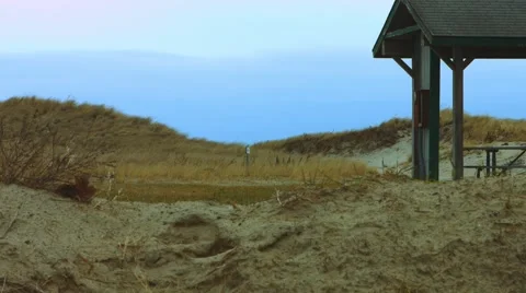 Empty Park at the Beach During The Winter Video stock 45371484
