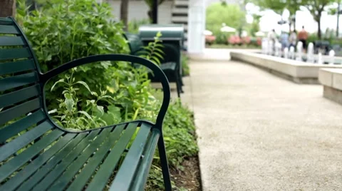 Empty park bench in park Stock Footage 7925991