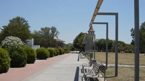 Empty Park Benches By Monument Stock-Footage 56391617