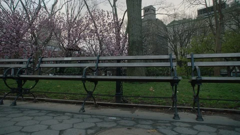 Empty Park Benches NYC Video stock 128057868