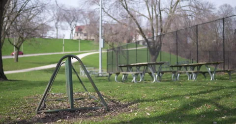 Empty Park Bike Rack 4K 23.98 Truck Left and Right Video stock 133436604