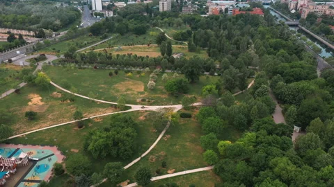 Empty Park in Bucharest due to Coronavirus outbreak, Covid-19, May 3th 2020 Stock Footage 132279582