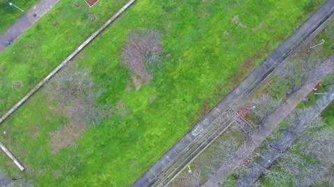 Empty Park in Istanbul with Pathways and Grass Fields Видео 314306647