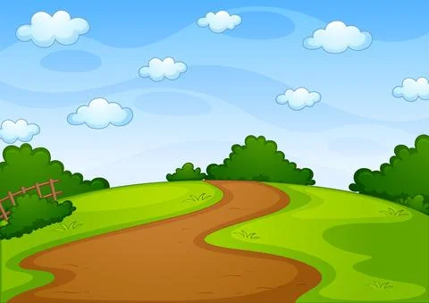 Empty park landscape scene Ilustração Stock