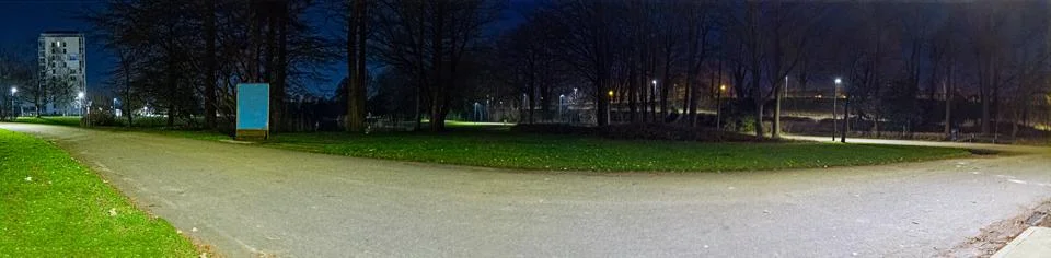 Empty park at night Stock Photos