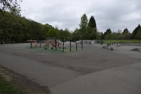 Empty park in UK lockdown due to corona virus Stock Photos
