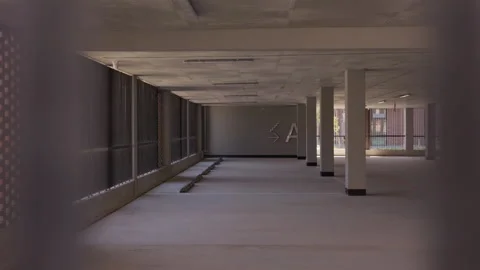 Empty parking area inside modern residential complex Stock Footage 342613189