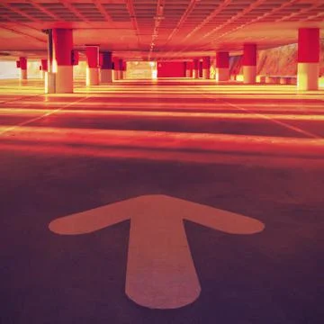 Empty parking during sunset Stock Photos