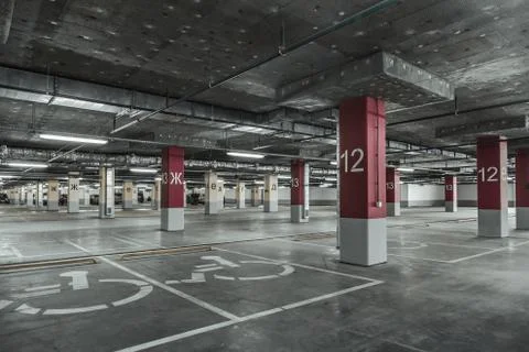 Empty parking garage Stock Photos