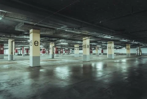 Empty parking garage Stock Photos