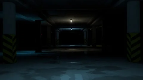 Empty parking lot with flickering lights animation. Stock Footage 255478646