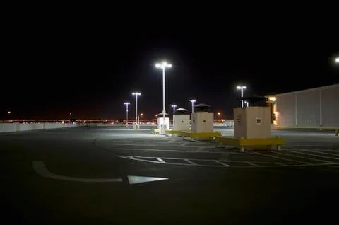Empty parking lot at night, Las Vegas, Nevada Stock Photos
