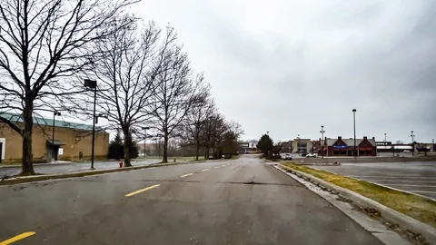 Empty Parking Lots After State Ordered Shutdown Due to Coronavirus 動画素材 128456910