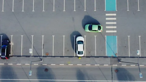 Empty parking in Parking Lot, Top View Stock Footage 303720743