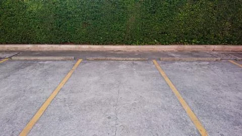 Empty parking with yellow marking Stock Photos