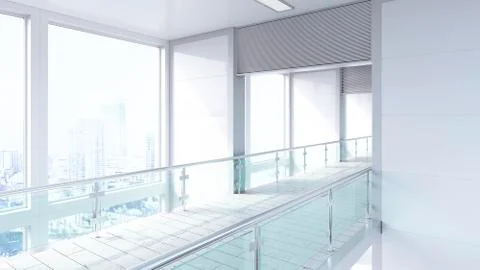 Empty passageway in a modern office building, 3D Rendering Ilustración de archivo