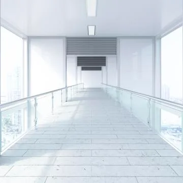 Empty passageway in a modern office building, 3D Rendering Ilustración de archivo