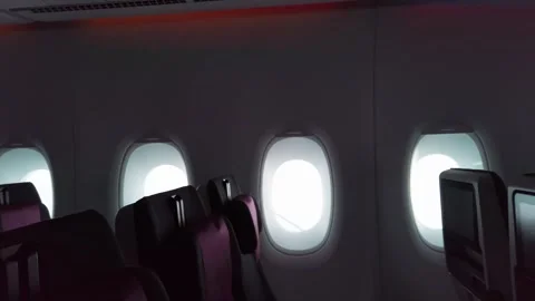 Empty passenger airplane seats in the cabin of plane Stock Footage 246650210