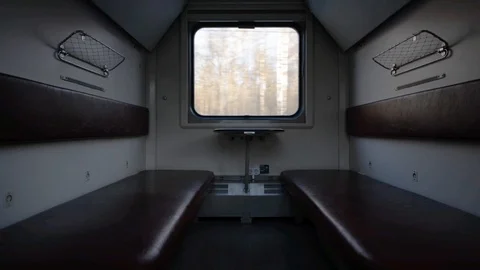 Empty passenger compartment in a moving train. Stock Footage 105998364