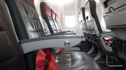 Empty passenger saloon and leather seats Stock Footage 160164618