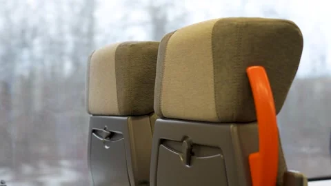 Empty passenger seat in high speed train in motion, close-up Stock Footage 292231014