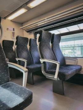 Empty Passenger Seats Inside a Modern Train Carriage Stock Photos