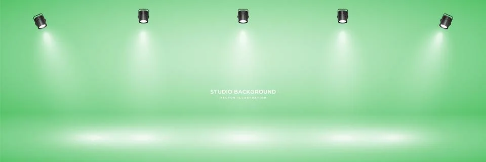 Empty pastel green studio abstract background with spotlight effect. Product 스톡 일러스트