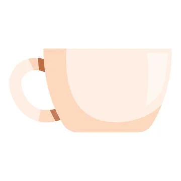 Empty pastel pink tea cup with brown stripes on white background Stock Illustration